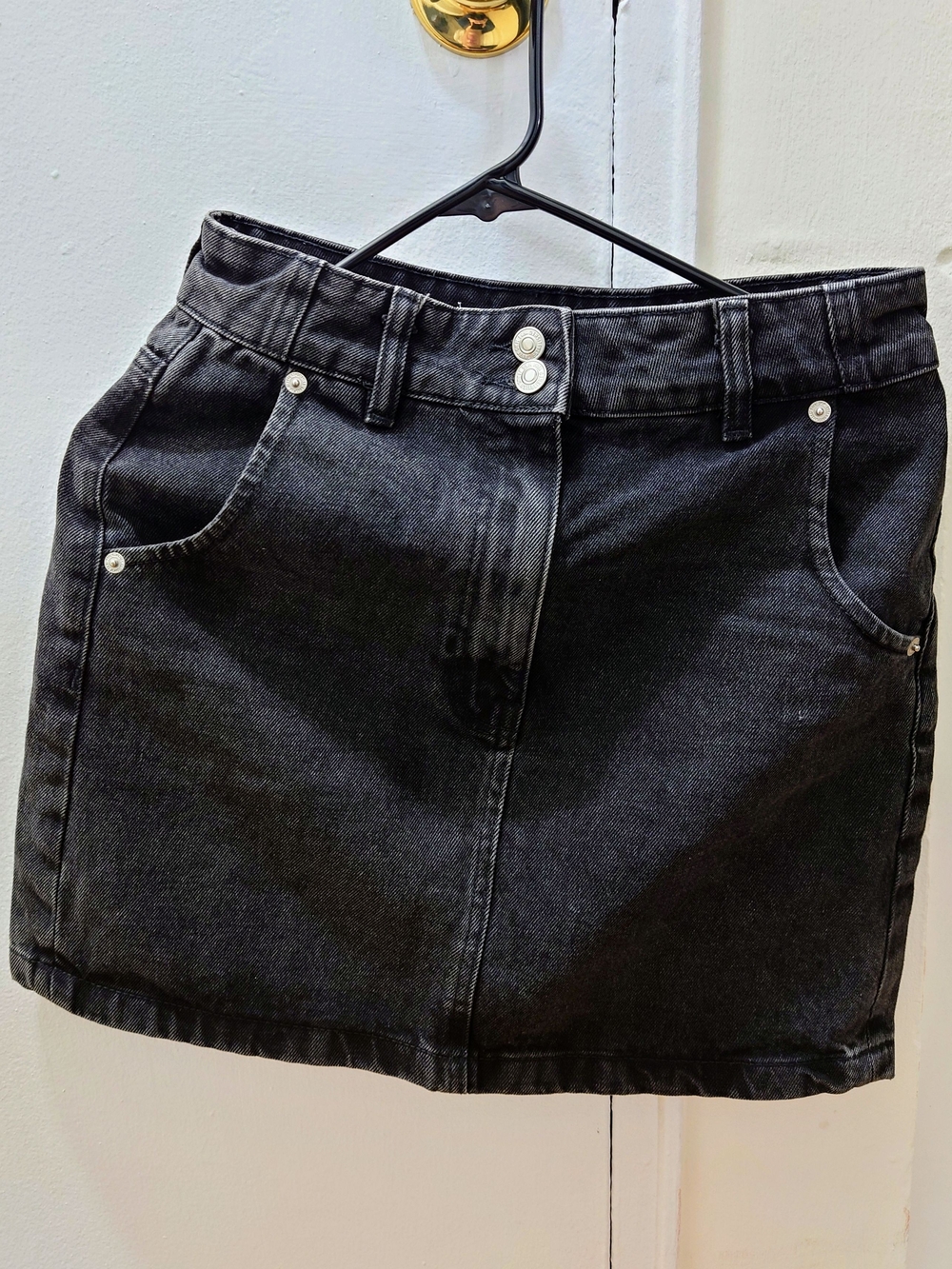 Mango Black Denim Mini Skirt